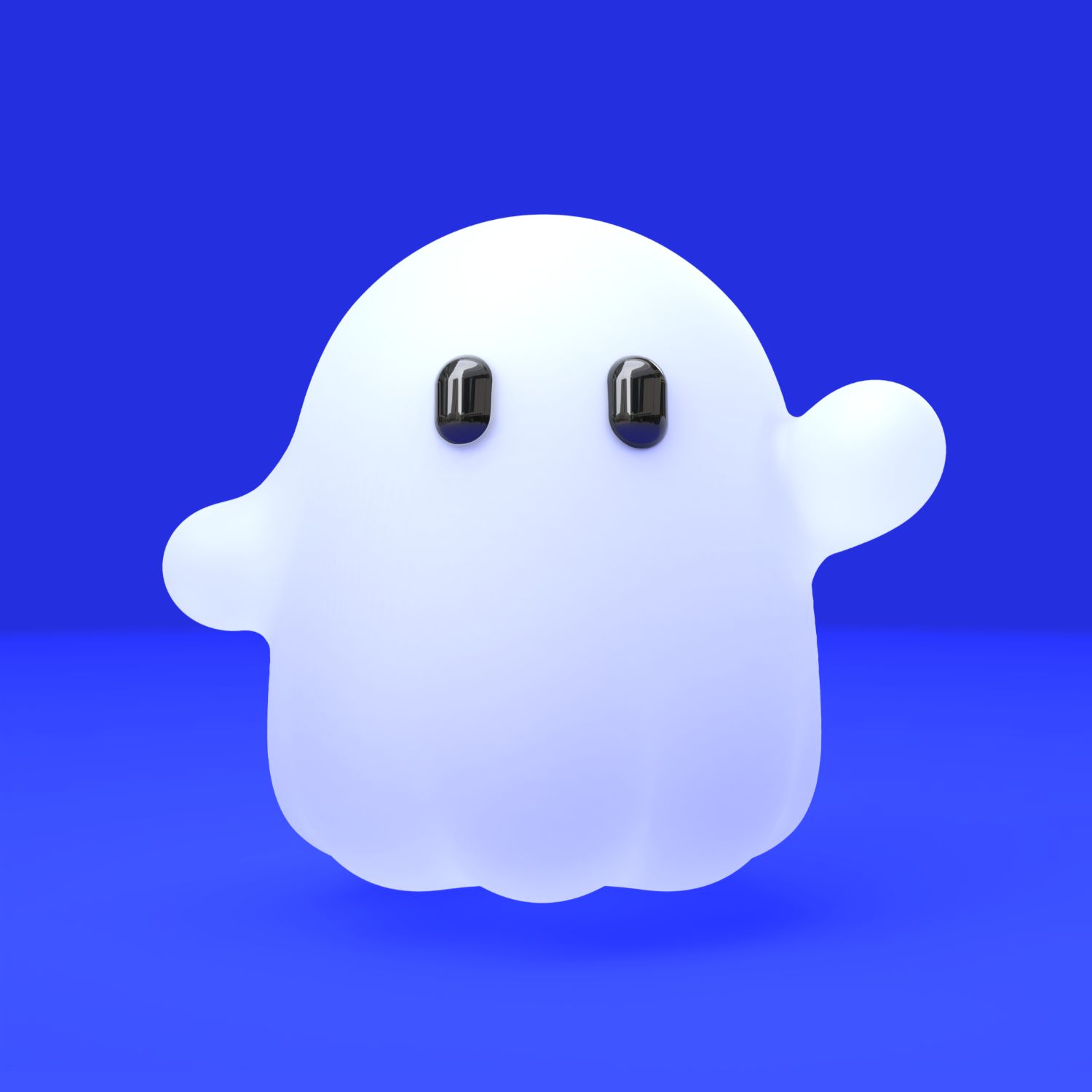 青背景に白いおばけの3DCGアイコン