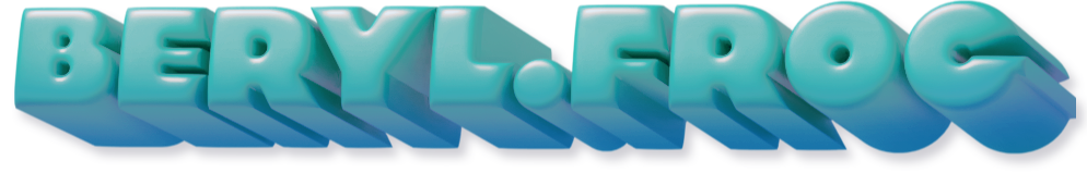 BERYL.FROGの青緑色の立体文字。